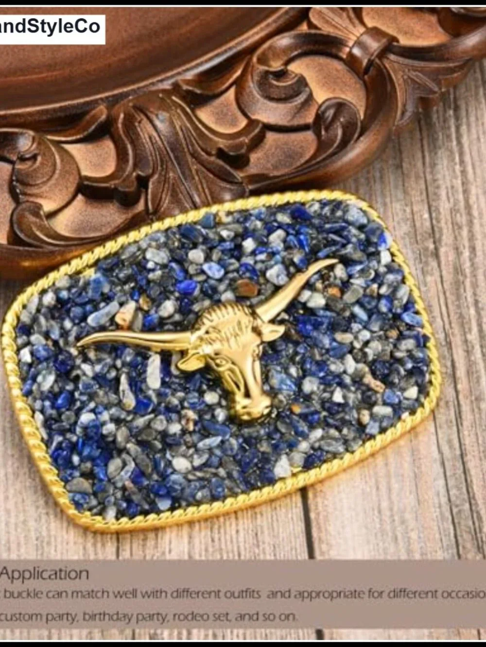 Western Belt Buckle for Men, Golden Horse Design, Zinc Alloy, Fits 1.5